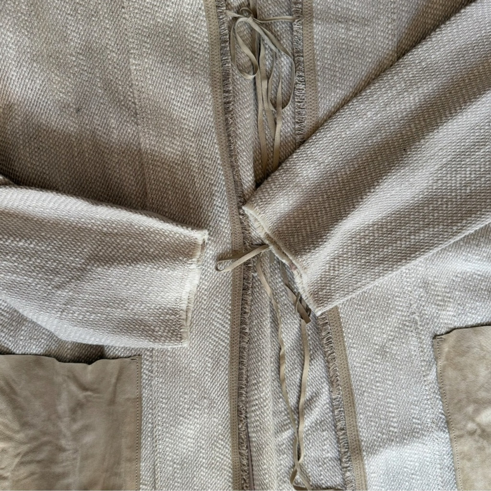 Elie Tahari Cream Textured Suede Knit Jacket Size Minimalist Neutral Luxury - Picture 12 of 16